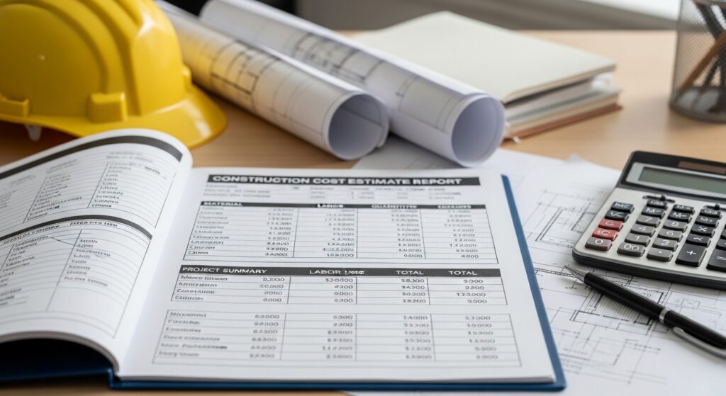 estimator performing quantity takeoff from construction drawings