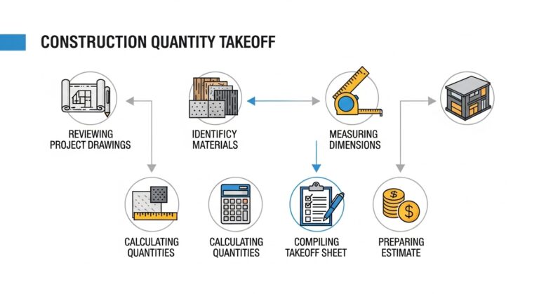 quantity takeoff in construction workflow diagram