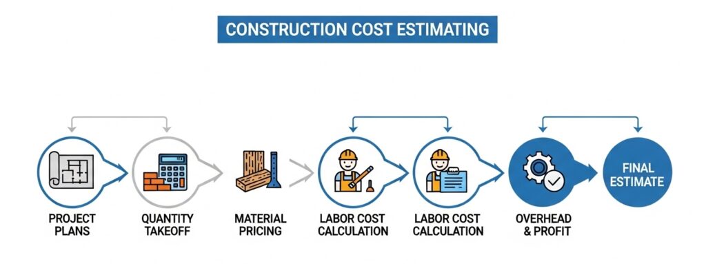 construction cost estimating workflow diagram