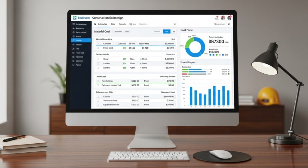 construction estimating software interface used for cost estimation