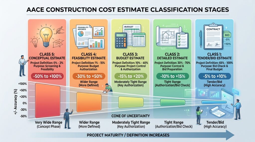 how construction cost estimate becomes approved project budget with contingency