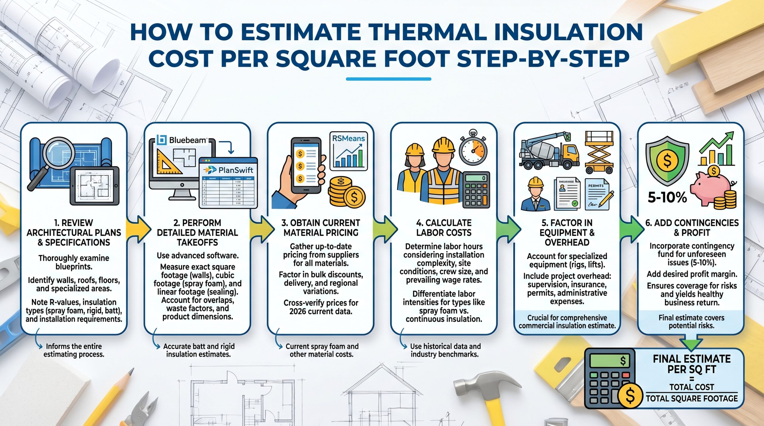thermal insulation cost estimate per square foot